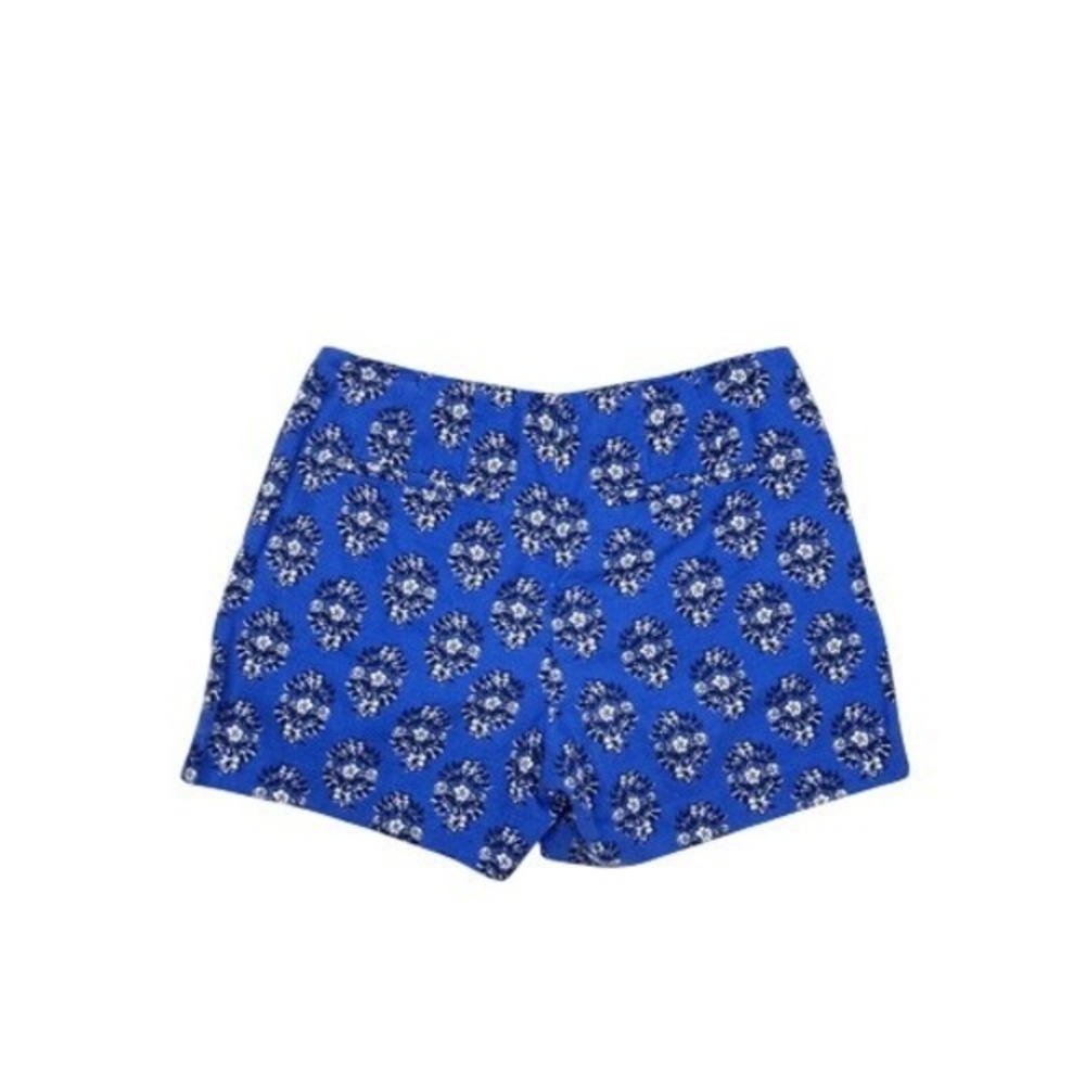 Madewell Mid Rise Pleated Deck Shorts Blue Floral Woodcut Size 2 - Picture 2 of 8